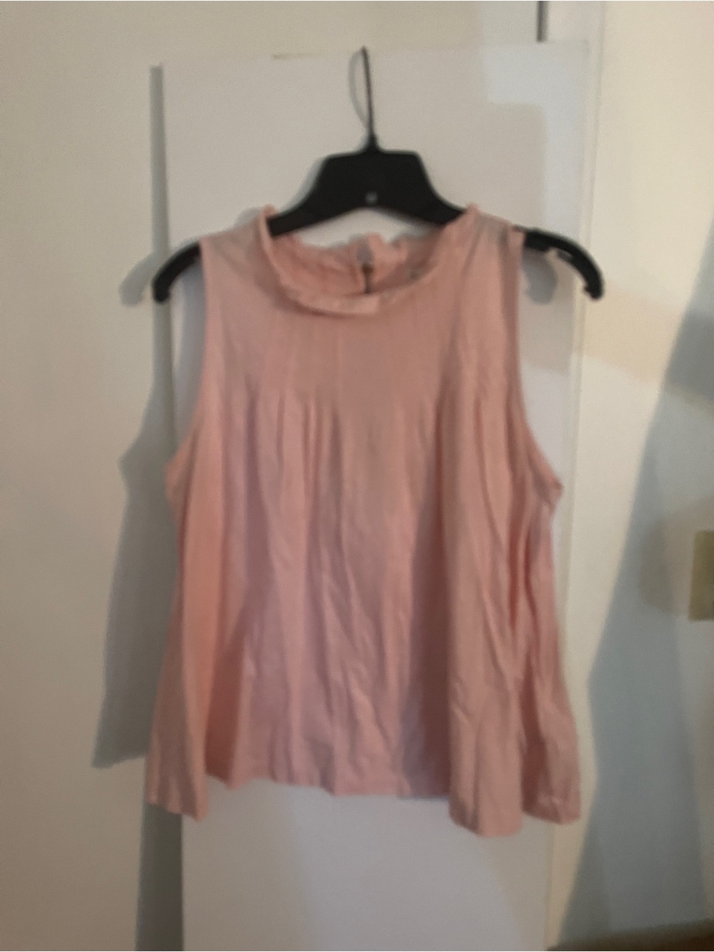 GAP Sleeveless Light Pink Pleated Neck Tank